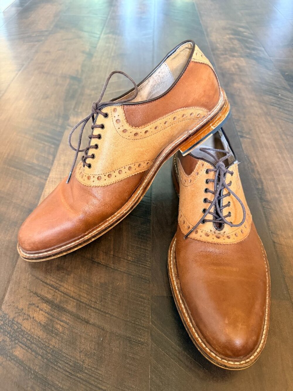 Aston Grey Collection Wingtip Oxford Brown Leather Dress Shoes Men’s 10